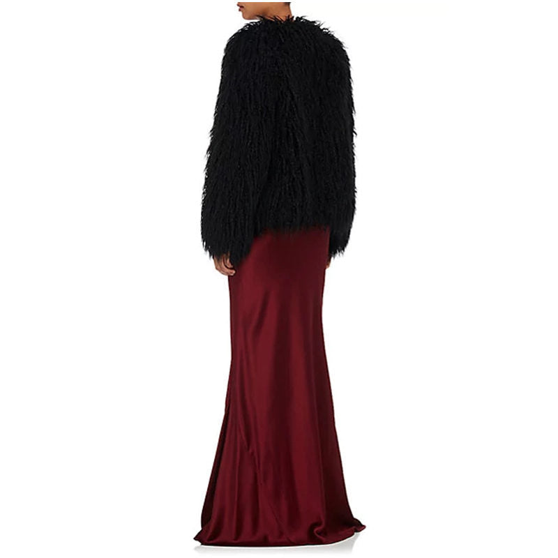 Damen Flauschige Kunstpelzjacke mit voluminösen Ärmeln EB