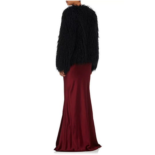 Damen Flauschige Kunstpelzjacke mit voluminösen Ärmeln EB