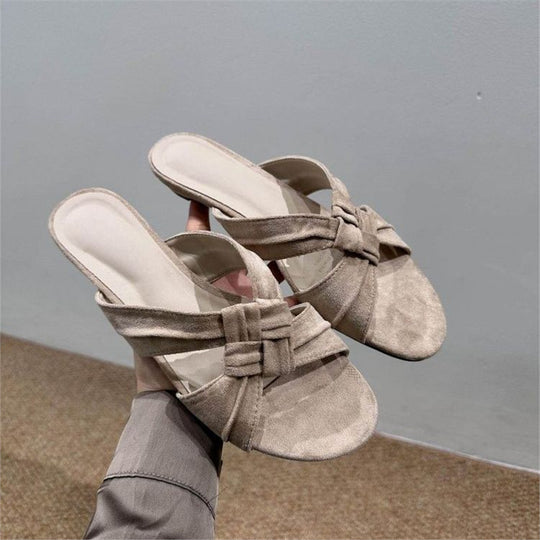 Damen Ballerina-Sandalen mit dekorativem Knoten-Riemen EB