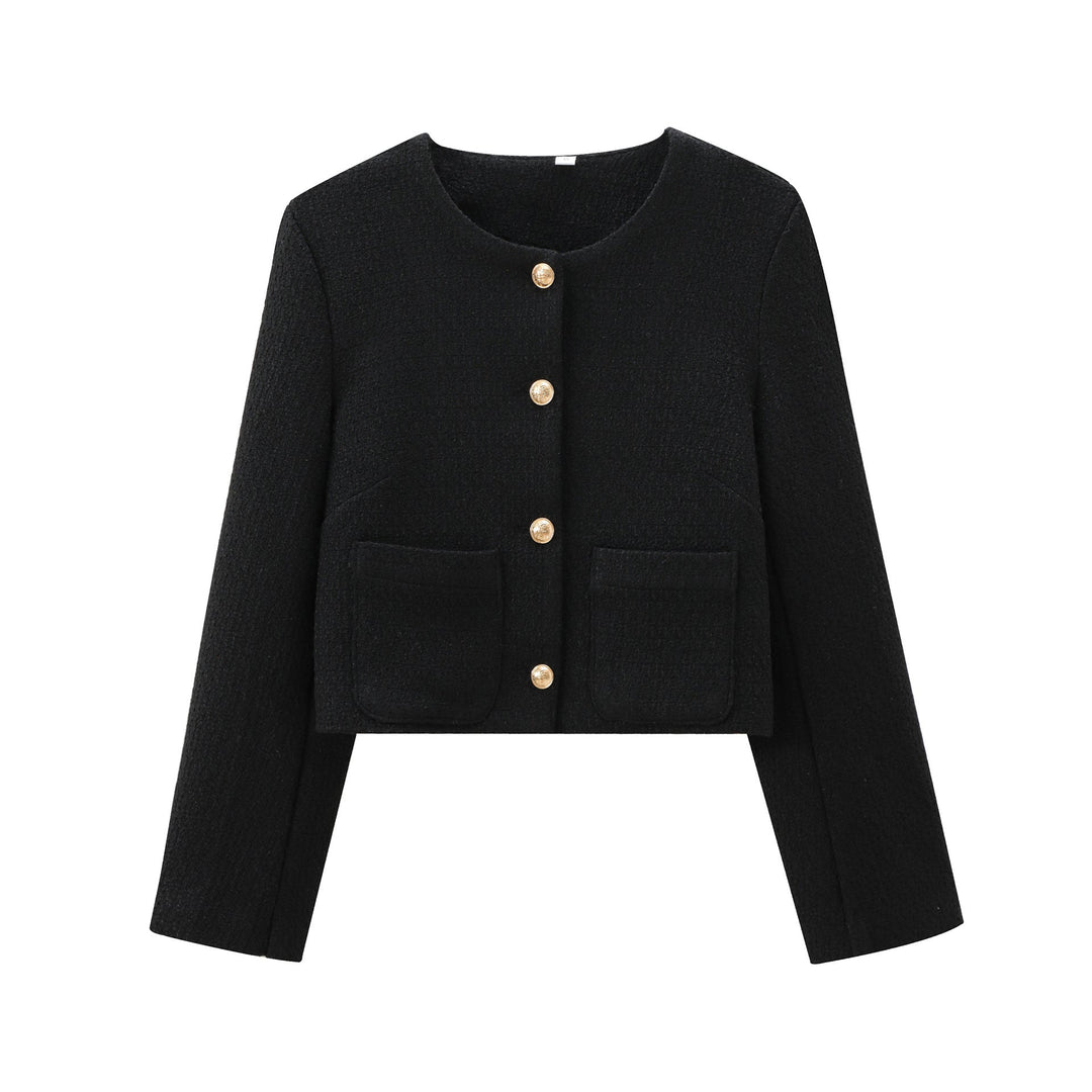 Damen Kurz Geschnittene Designer-Jacke mit Strukturiertem Stoff EB