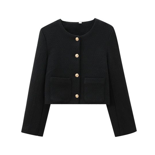 Damen Kurz Geschnittene Designer-Jacke mit Strukturiertem Stoff EB