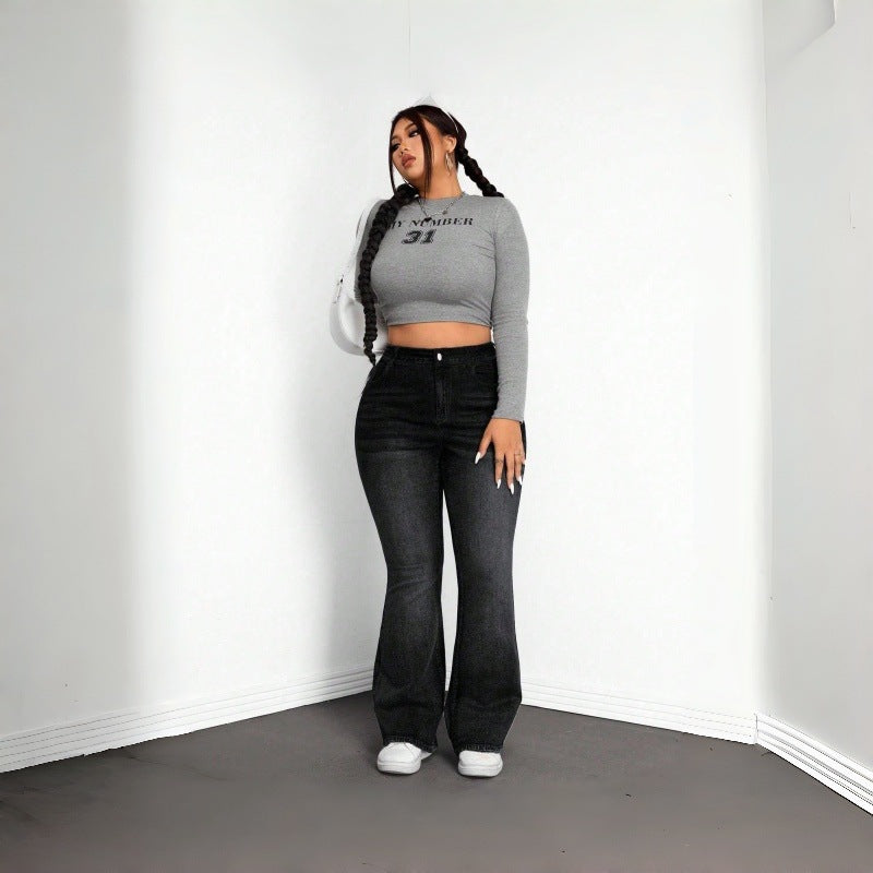 Damen Flared Jeans im Vintage-Design mit hohem Bund und komfortabler Passform EB
