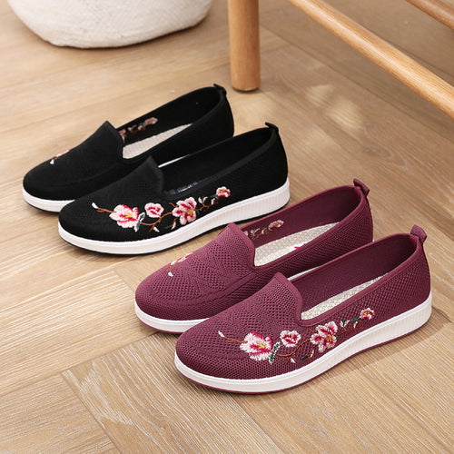 Damen Slip-On Sneaker mit floralem Stickmuster EB