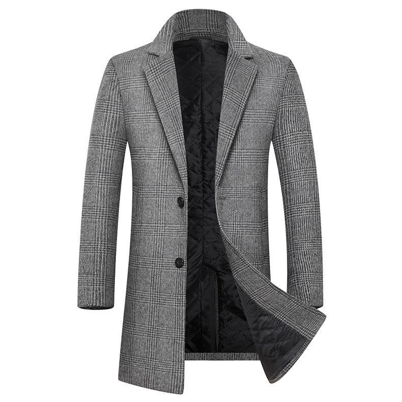 Herren eleganter Hahnentrittmuster-Mantel mit isolierter Fütterung EB