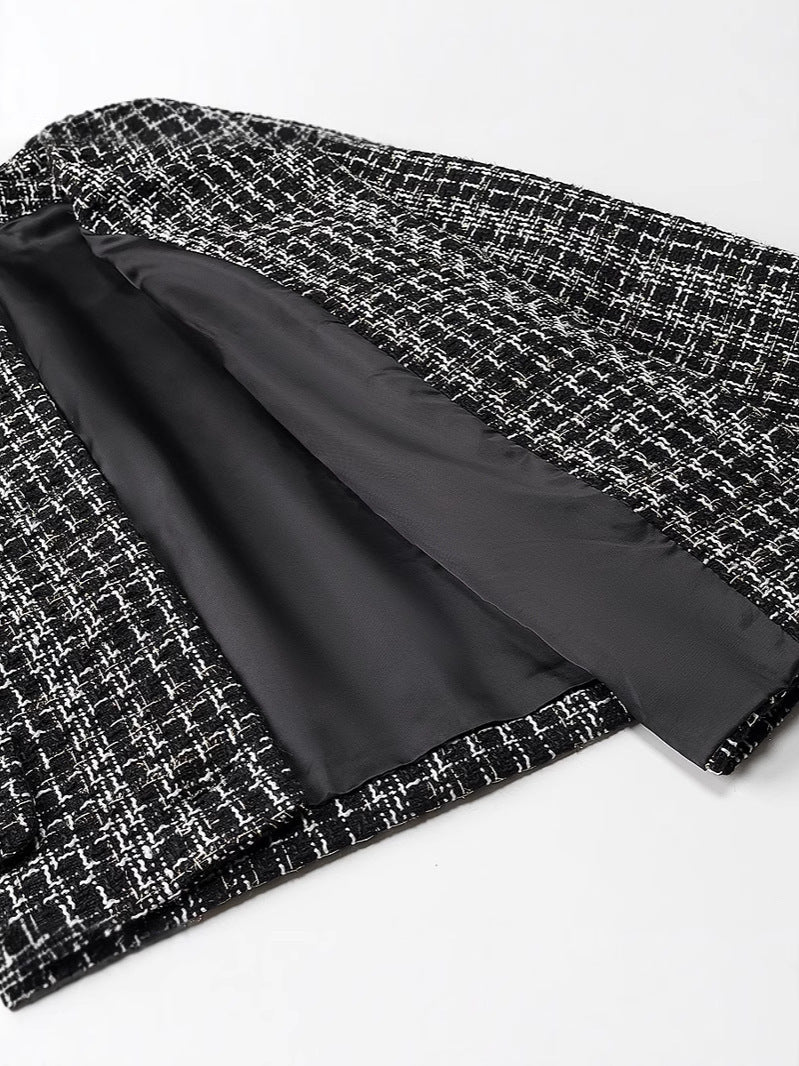 Damen elegante Tweed-Jacke mit goldenen Knöpfen EB