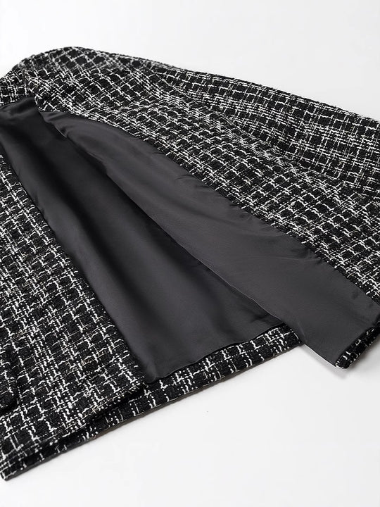 Damen elegante Tweed-Jacke mit goldenen Knöpfen EB