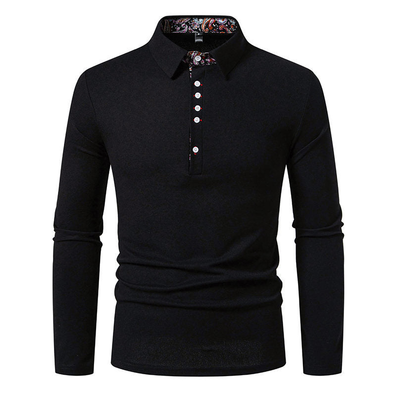 Herren Langarm Polohemd mit elegantem Design und kontrastierendem Kragen EB