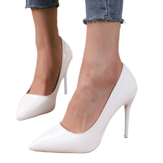 Damen Spitz High Heels mit glänzendem Obermaterial EB