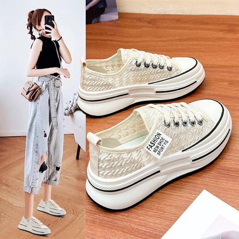Damen Modische Plateau-Sneaker mit eleganter Textur und atmungsaktiver Oberflächenstruktur EB