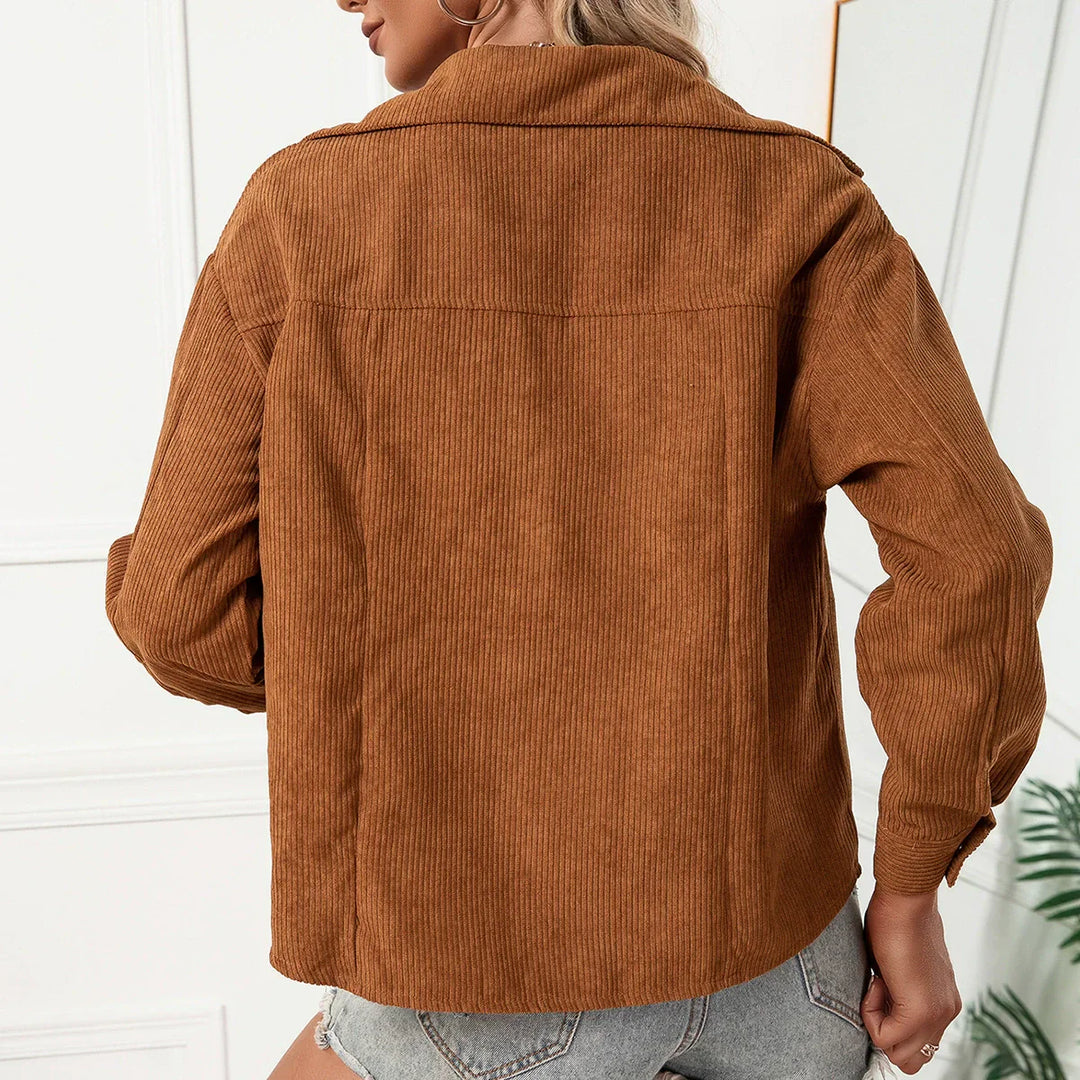 EB | Shirtjacke Cord Lockere Passform Einreiher Aufgesetzte Taschen