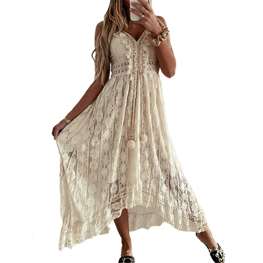 Damen Spitzen Maxikleid EB