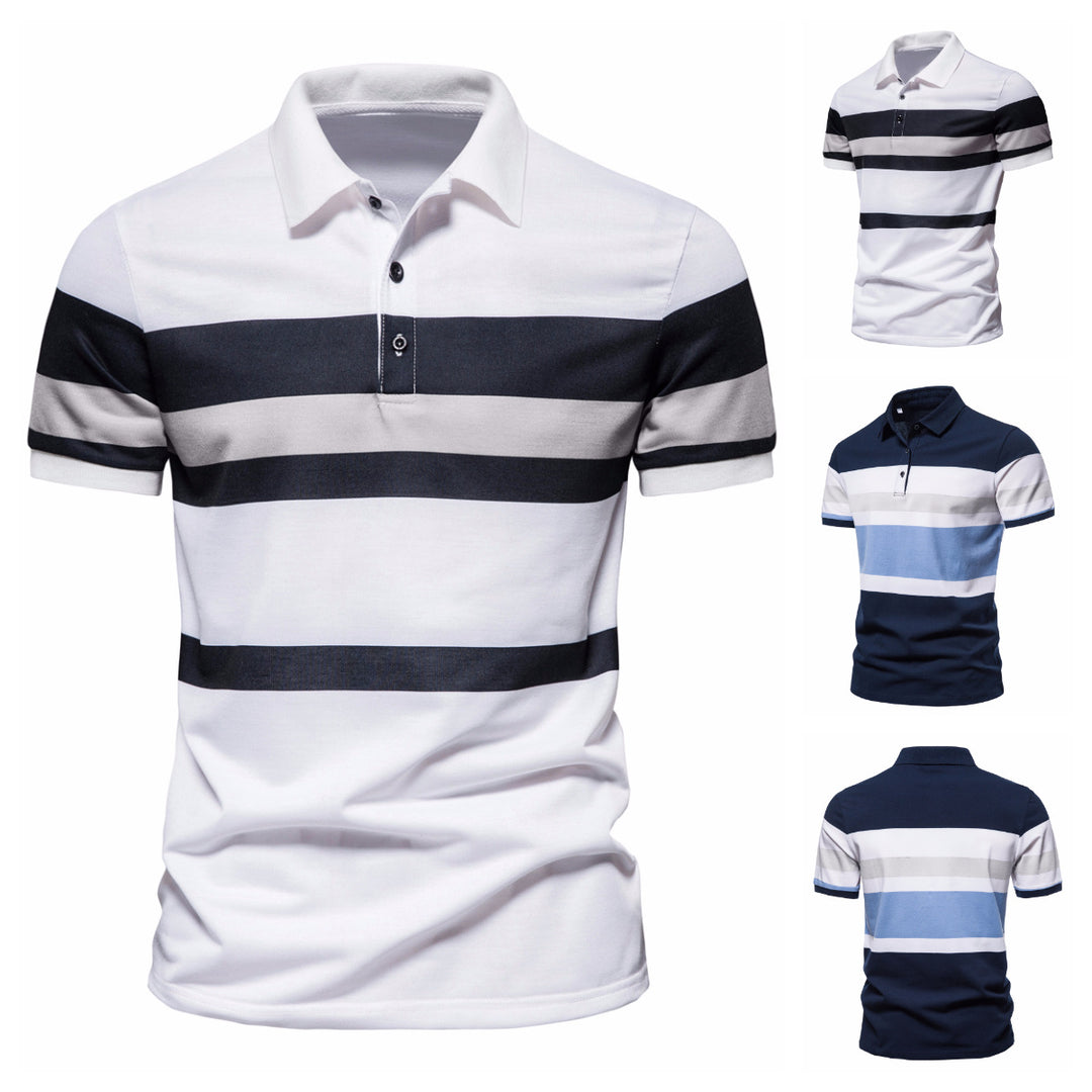 Herren Poloshirt mit klassischen Streifen und atmungsaktiver Baumwolle EB