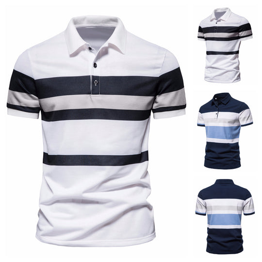 Herren Poloshirt mit klassischen Streifen und atmungsaktiver Baumwolle EB