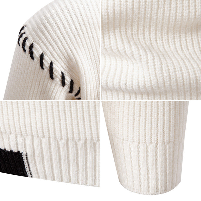 Herren modischer Strickpullover mit einzigartigem Design und hohem Kragen EB