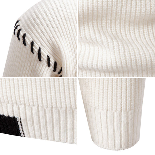 Herren modischer Strickpullover mit einzigartigem Design und hohem Kragen EB