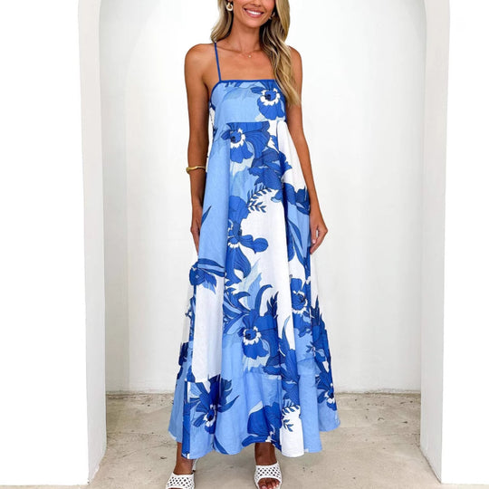 Damen Maxikleid mit verspieltem Blumendesign und ausgeschnittenen Details EB