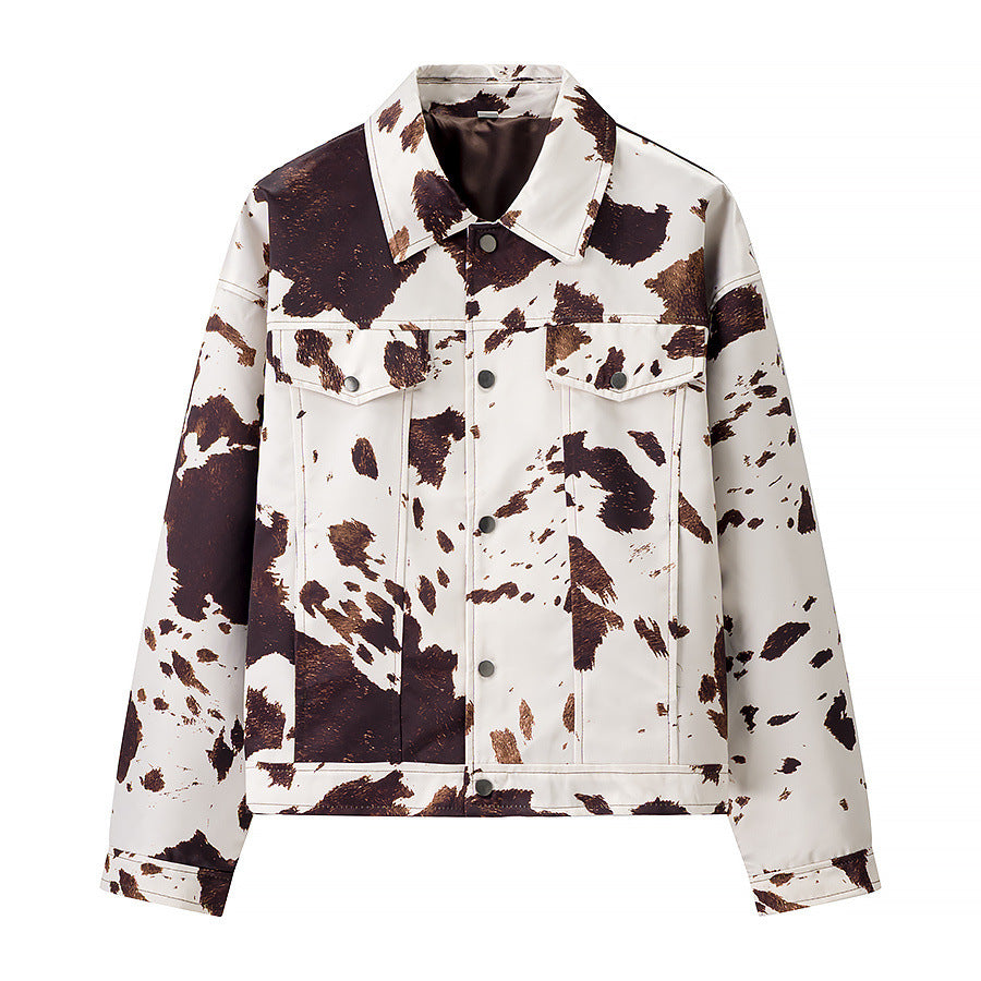 Damen angesagte Kunstlederjacke im angesagten Cow-Print EB