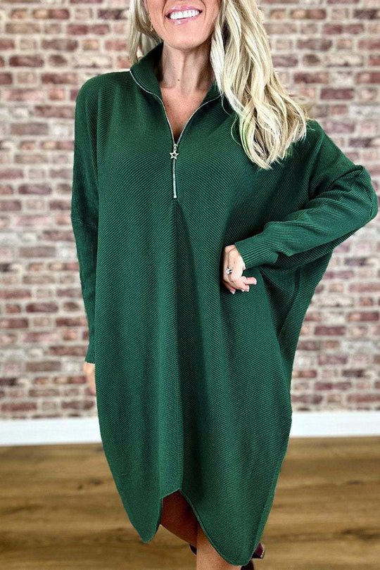 Damen Oversized Strickkleid mit Reißverschluss EB