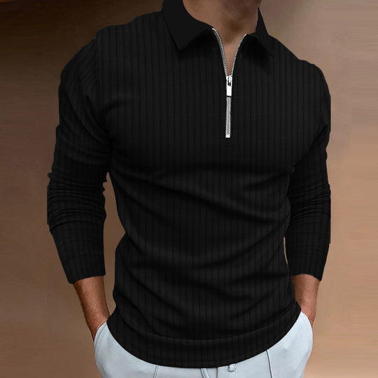 Herren Poloshirt mit elegantem Reißverschluss und strukturiertem Design EB