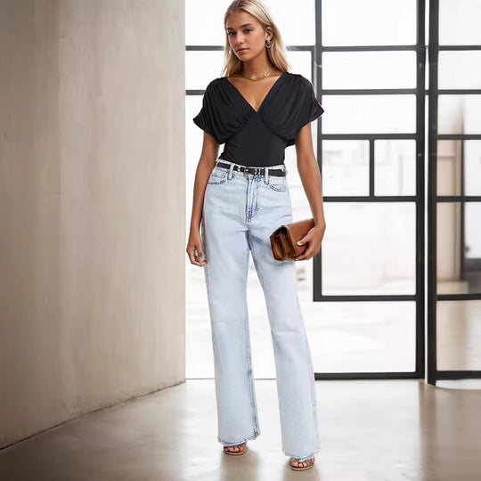 Damen Elegantes Bodysuit mit voluminösen Ärmeln EB