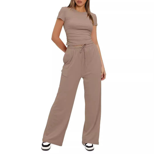 Damen Bequemes Lounge-Outfit mit elastischem Bund und weitem Schnitt EB