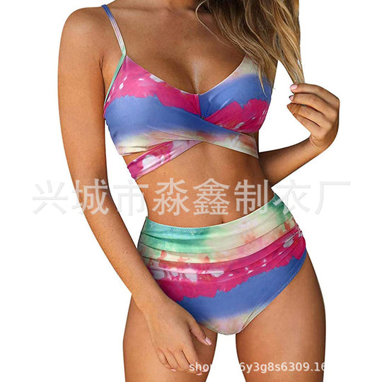 Damen Crop-Top Bikini-Set mit geflochtenem Design EB