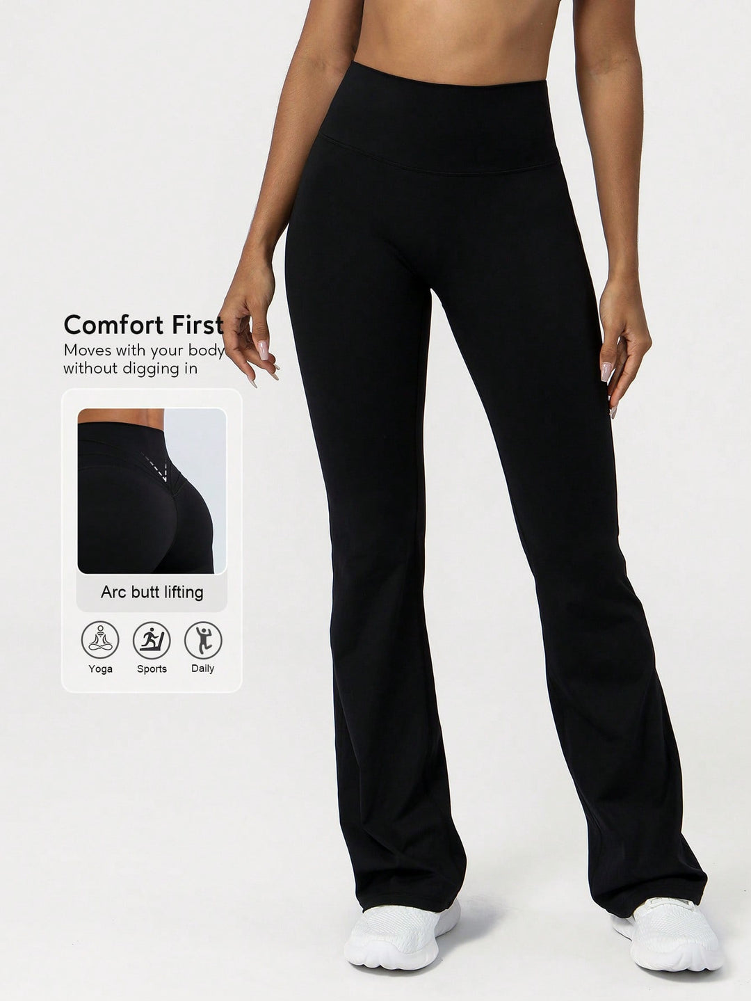 Damen Hoch sitzende Yoga-Hosen mit Ellbogen-Design und Figur formender Passform EB