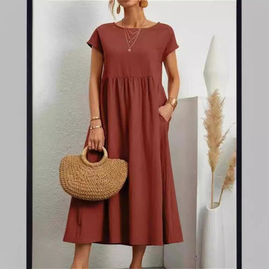 Damen Maxikleid aus leichtem, luftdurchlässigem Stoff EB