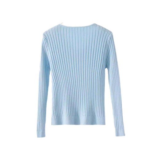 Damen Feinstrickpullover mit V-Ausschnitt und Rippstruktur EB