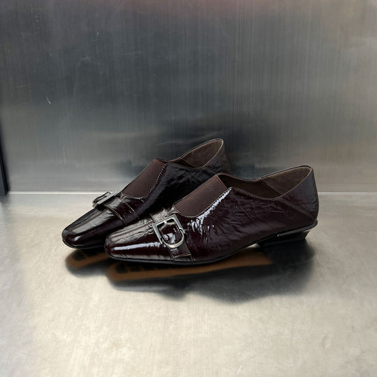 Damen Elegante Slipper mit modischem Schnallenverschluss und hochwertiger Oberflächenstruktur EB