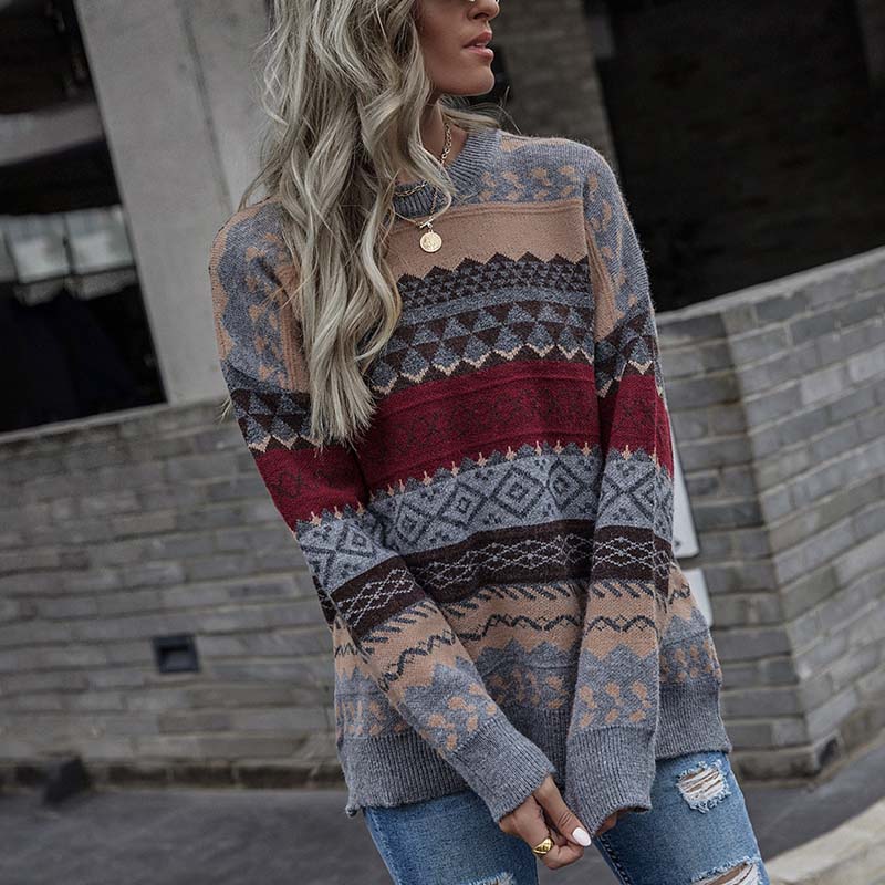 EB | Geometrischer Strickpullover Mit Stilvollem Muster