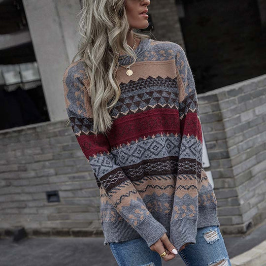 EB | Geometrischer Strickpullover Mit Stilvollem Muster