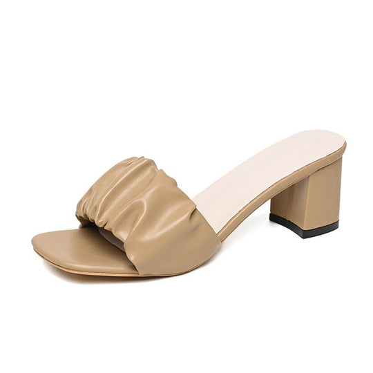 Damen trendige Blockabsatz-Sandalen mit Raffungen EB