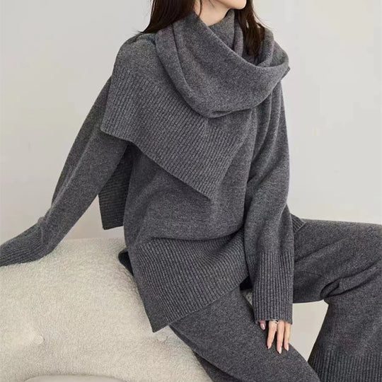Damen Strickensemble mit locker sitzendem Pullover und weit geschnittener Hose EB
