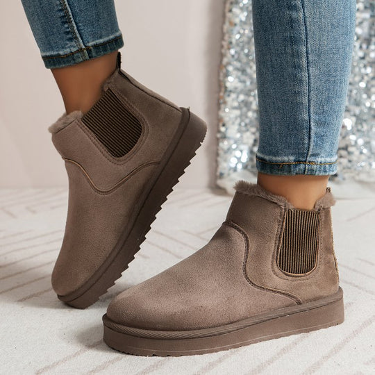 Damen  gefütterte Chelsea-Ankle-Boots mit Teddyfutter, elastischer Seitenblende und rutschfester Leichtsohle EB