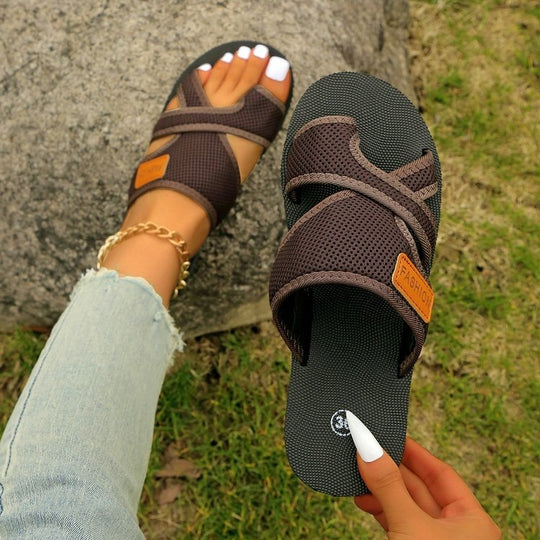 Damen Komfortable Freizeit-Sandalen mit elastischen Riemen EB