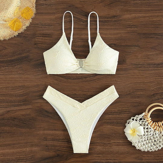Damen Triangel-Bikini mit dekorativem Ringdetail EB