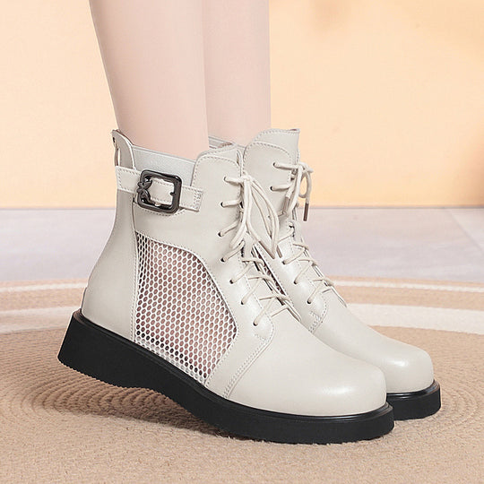 Damen Modische Schnürstiefeletten mit Netzdetail und komfortabler Sohle EB