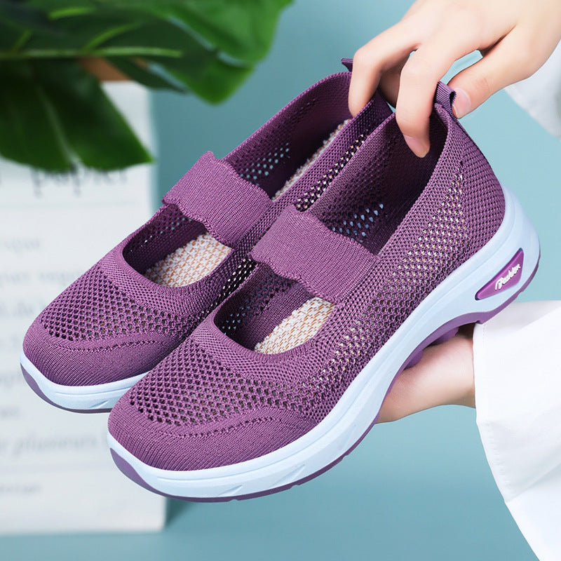 Damen Slip-On Freizeitschuhe mit atmungsaktivem Obermaterial und flexiblem Fußbett EB