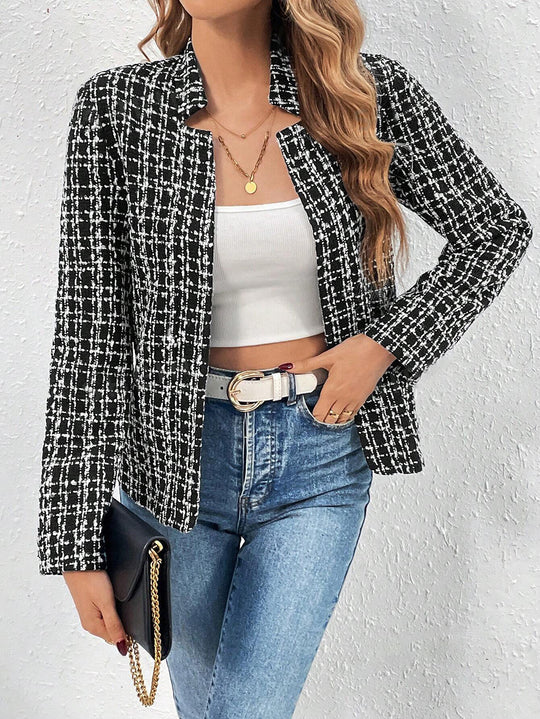 Damen Blazerjacke aus Tweed mit strukturiertem Muster EB