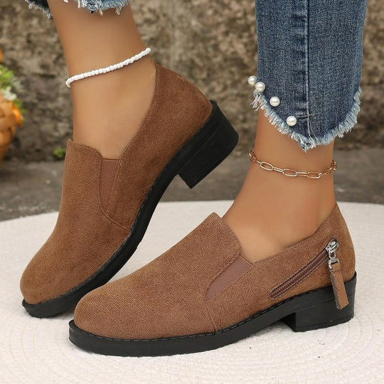 Damen modische Stiefeletten mit seitlichem Reißverschluss und ergonomischer Sohle EB
