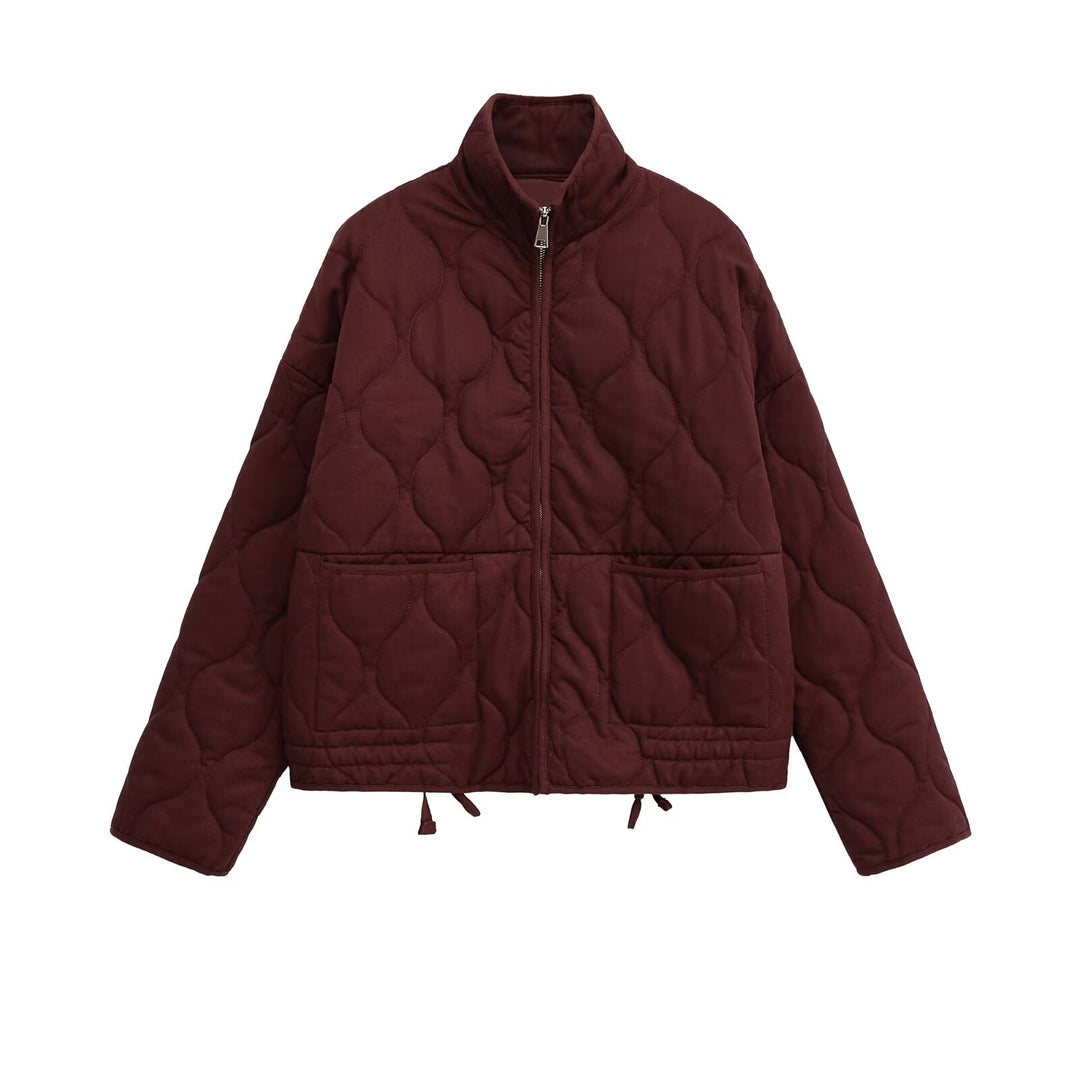 Damen gesteppte Übergangsjacke mit hohem Kragen und praktischen Taschen EB