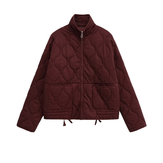 Damen gesteppte Übergangsjacke mit hohem Kragen und praktischen Taschen EB