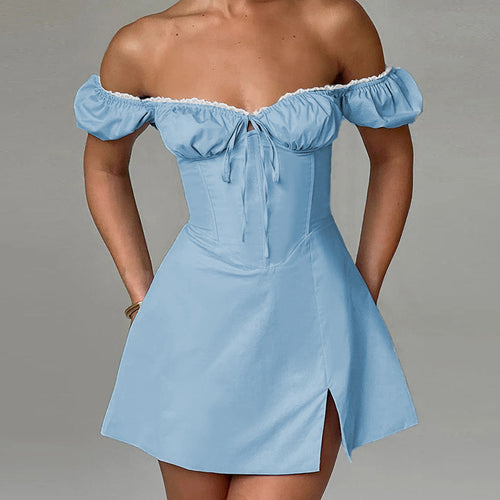 Damen Off-Shoulder Kleid mit Rüschendetails EB