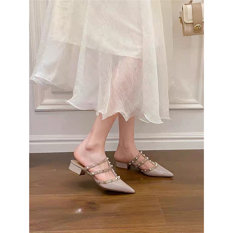 Damen elegante Slingback Sandalen mit dekorativen Nietenverzierungen EB
