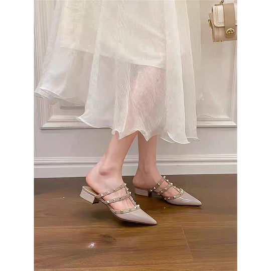 Damen elegante Slingback Sandalen mit dekorativen Nietenverzierungen EB