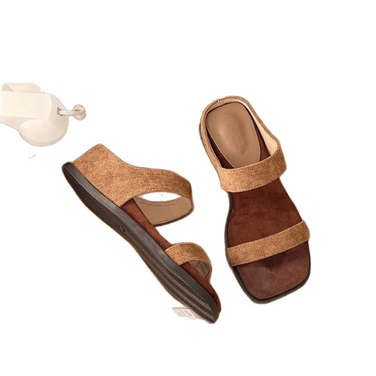 Damen elegante diagonale Riemensandalen mit komfortablem Fußbett EB