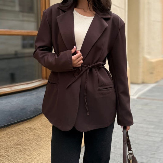 Damen taillierter Blazer mit Gürtel EB