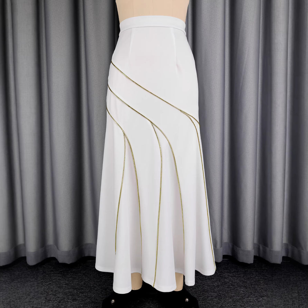 Damen eleganter Maxirock mit Goldakzenten EB