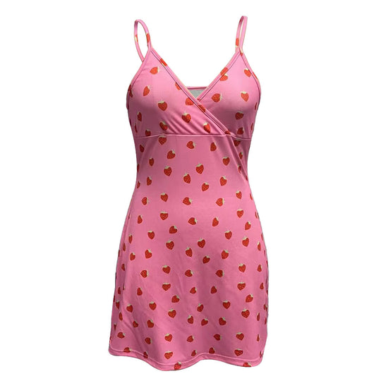 Damen Minikleid mit erfrischendem Erdbeer-Design EB